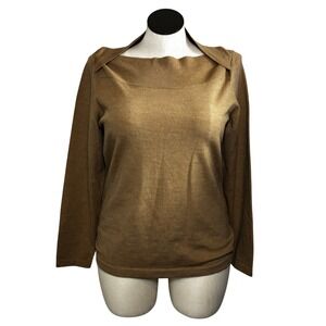 Banana‎ Republic Extra Fine Merino Wool Boat Neck Sweater Top Women's XL Brown
